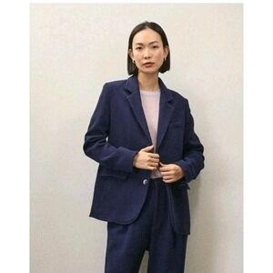 Alex Mill Becky‎ Malinsky Notch Lapel Wool Blazer Evening Blue Size XL Career